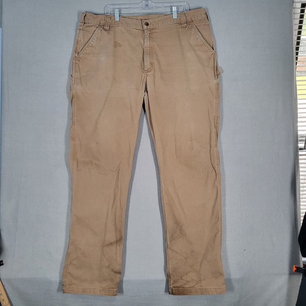 Carhartt Pants Mens‎ 42x34 Tan Cotton Canvas Carpenter Dungaree